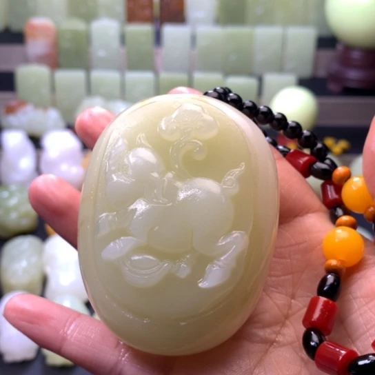 石材方解石手把件