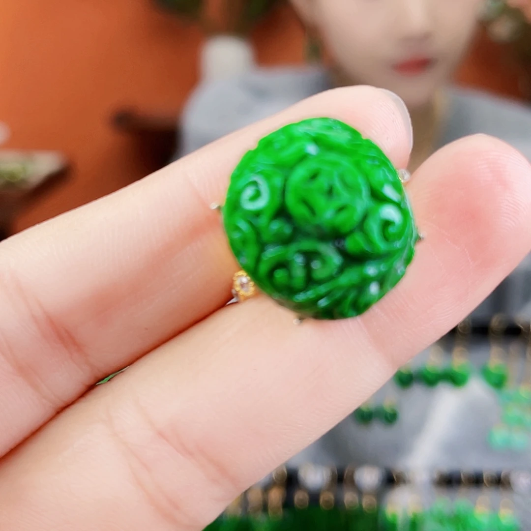 翡翠银S925镶嵌耳饰