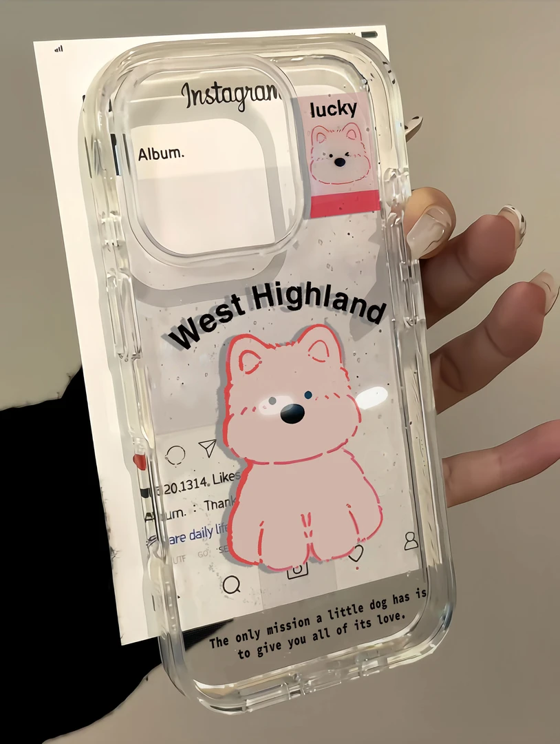 粉色西高地小狗适用iPhone16小米15pro华为苹果14pro手机壳xr创意