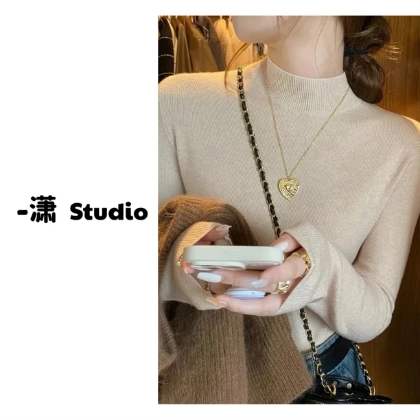 【25内搭系列】108气质软绵绵纯色半高领长袖打底衫