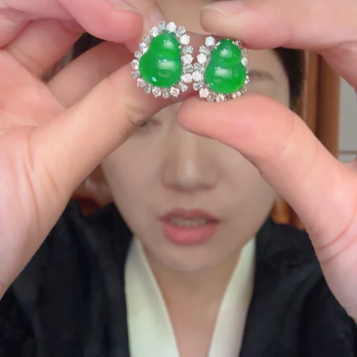 翡翠银S925镶嵌吊坠(不含链)耳饰