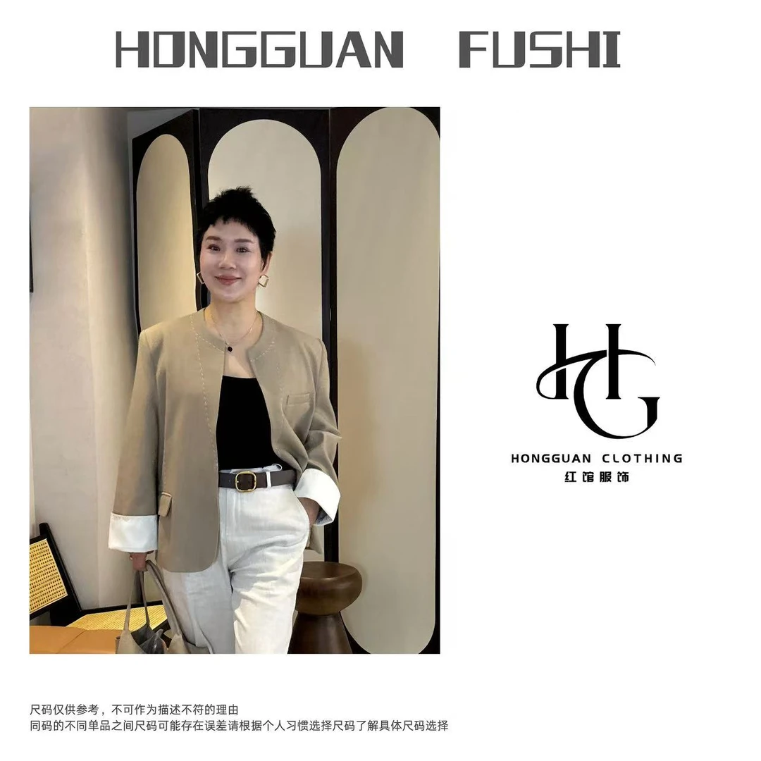 H·G【质感】3102  新款时尚气质百搭明线设计款挽袖西装外套