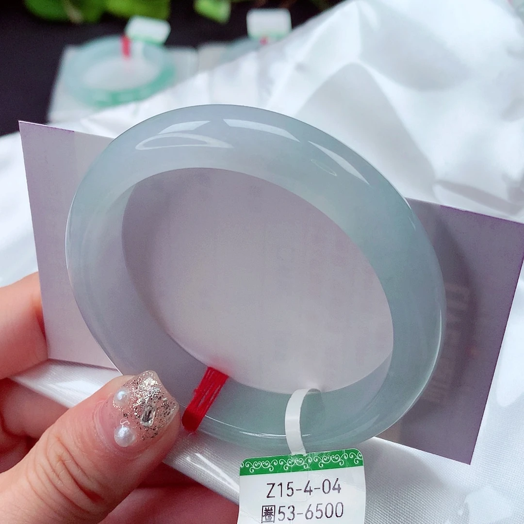 翡翠未镶嵌手镯5253渐变冰晴水15号