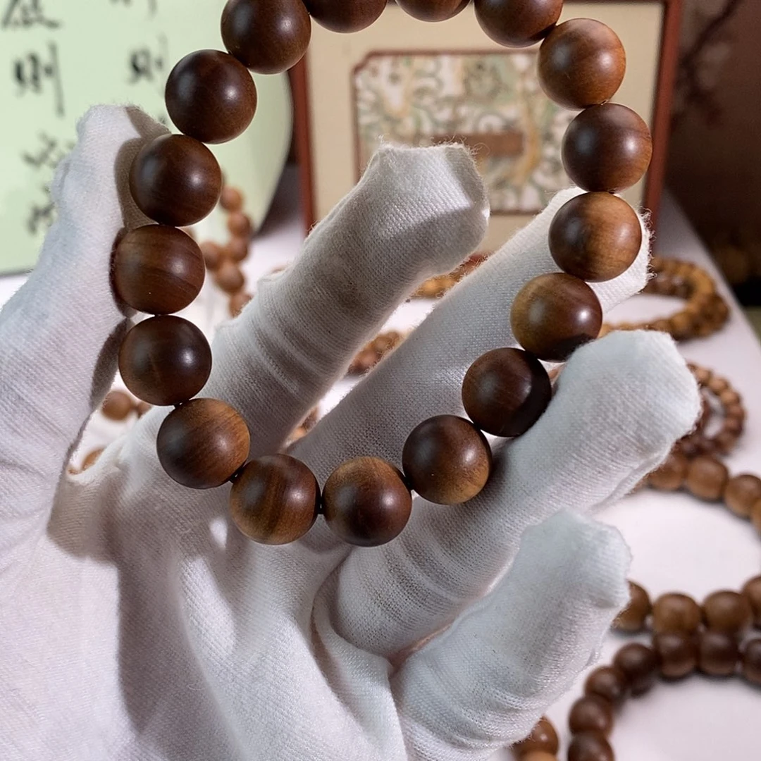 檀香木手串/手链横纹黑肉12微微微瑕沉水