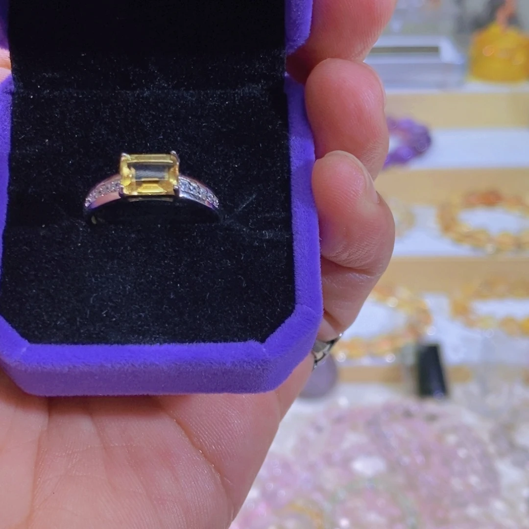 J***️银S925镶嵌手链水晶巴西黄水晶戒指