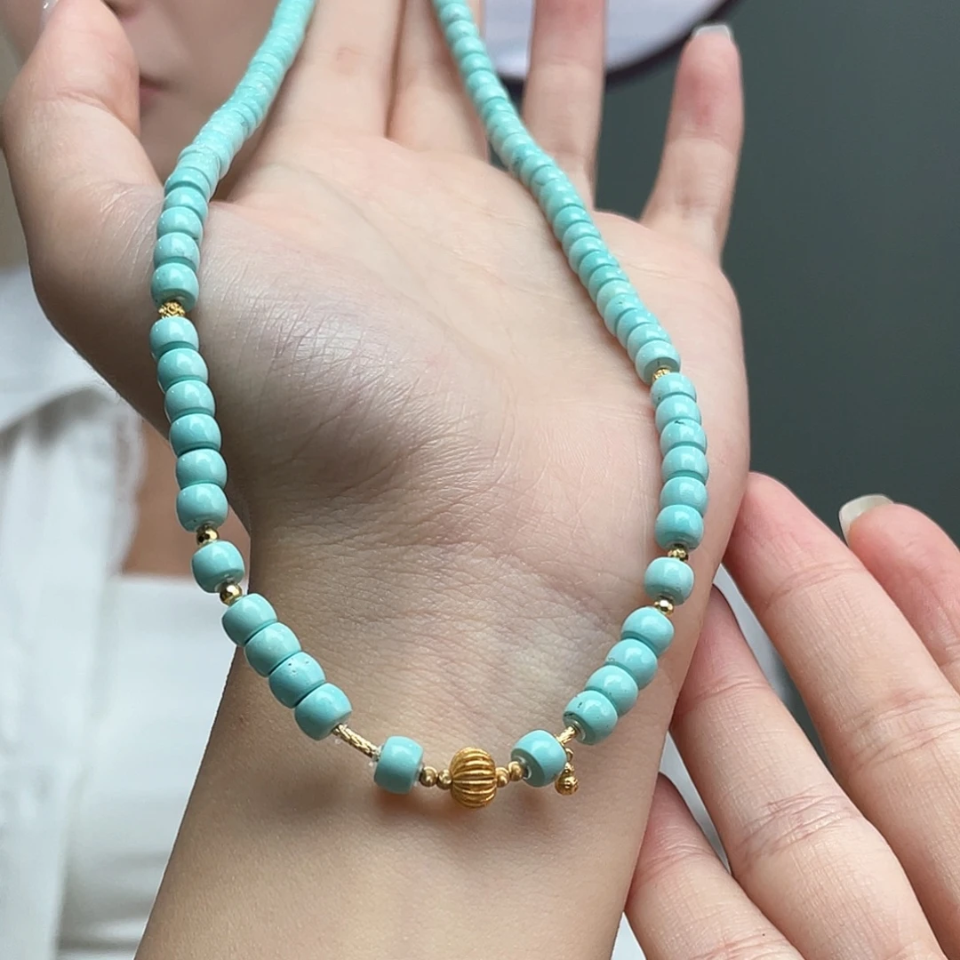 绿松石18K金镶嵌颈饰