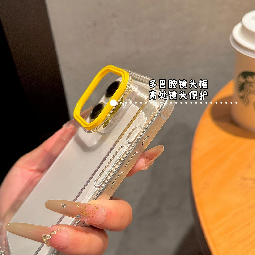 网红简约小清新苹果16马卡龙镜头手机壳11透明简约iPhone14保护套