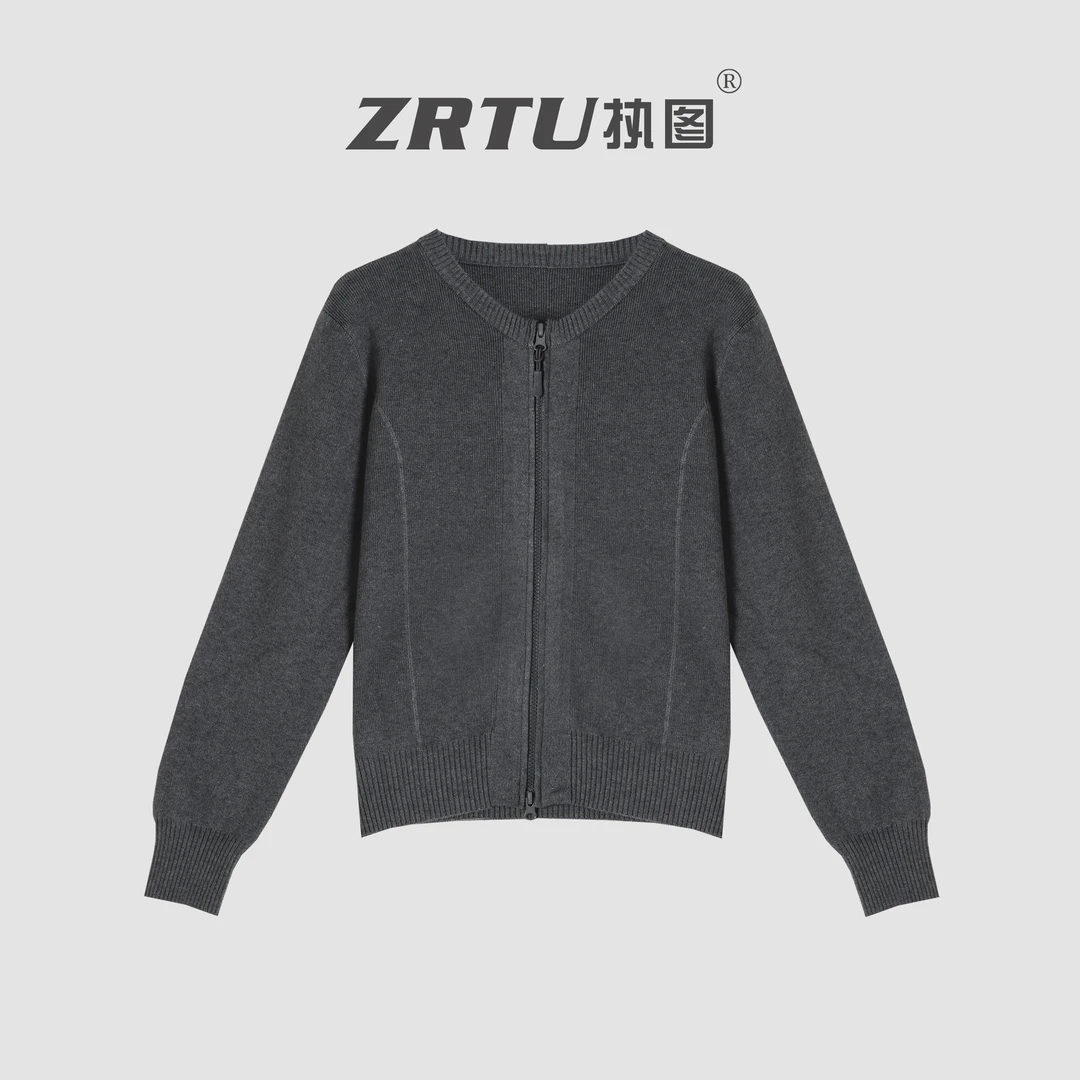 ZRTU/执图2025长袖圆领拉链毛针织开衫女毛衣外套秋季新