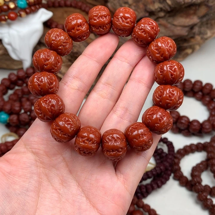 猴头核桃吊坠摸*王龙纹八棱17盘