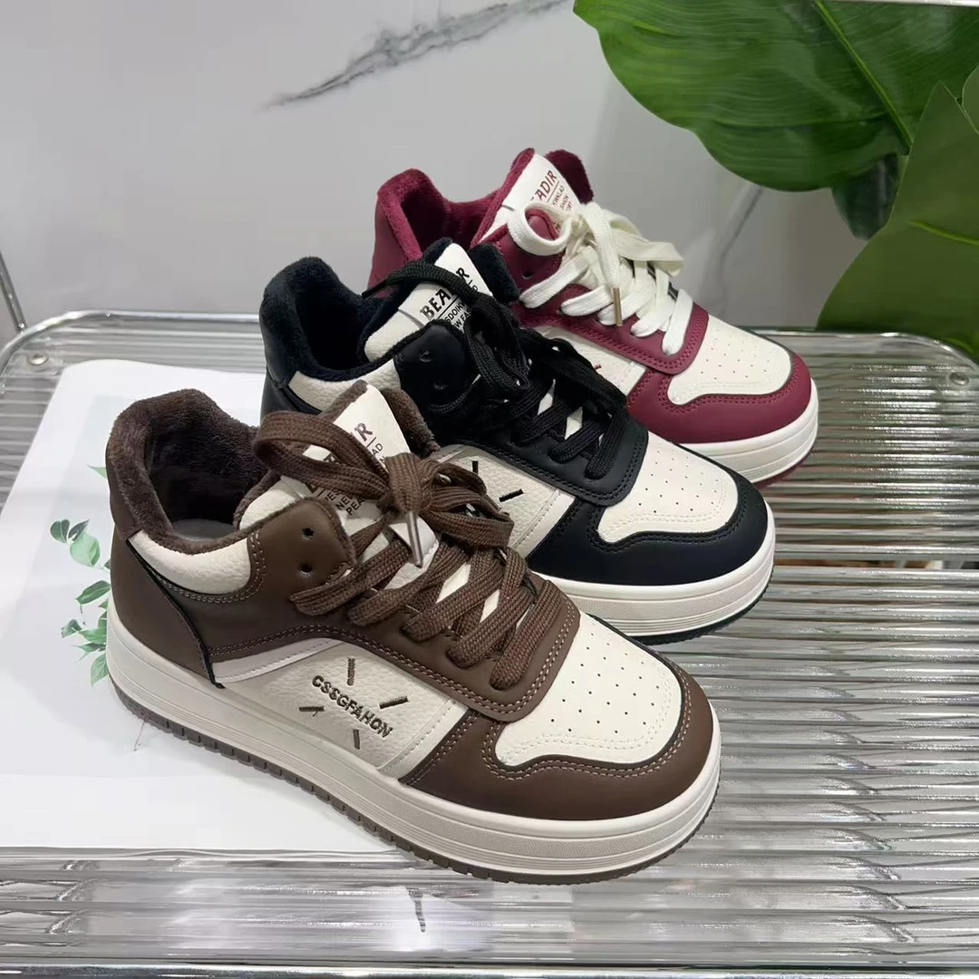 女冬季新款休闲运动圆头轻便百搭加绒板鞋G27-1或G27-2(加绒)