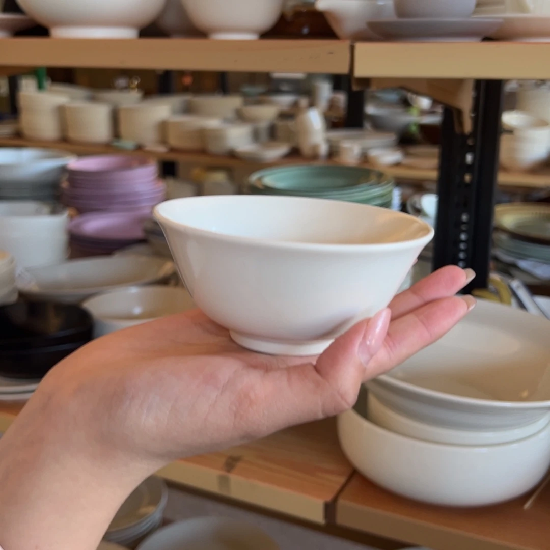 新骨瓷113瑕疵慎拍 暖白 4.25寸反口米饭碗