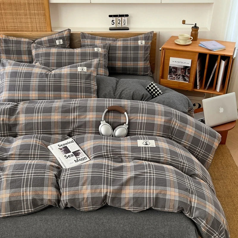 四件套纯棉全棉床上用品被套被罩床单床笠四季通用学生宿舍三件套