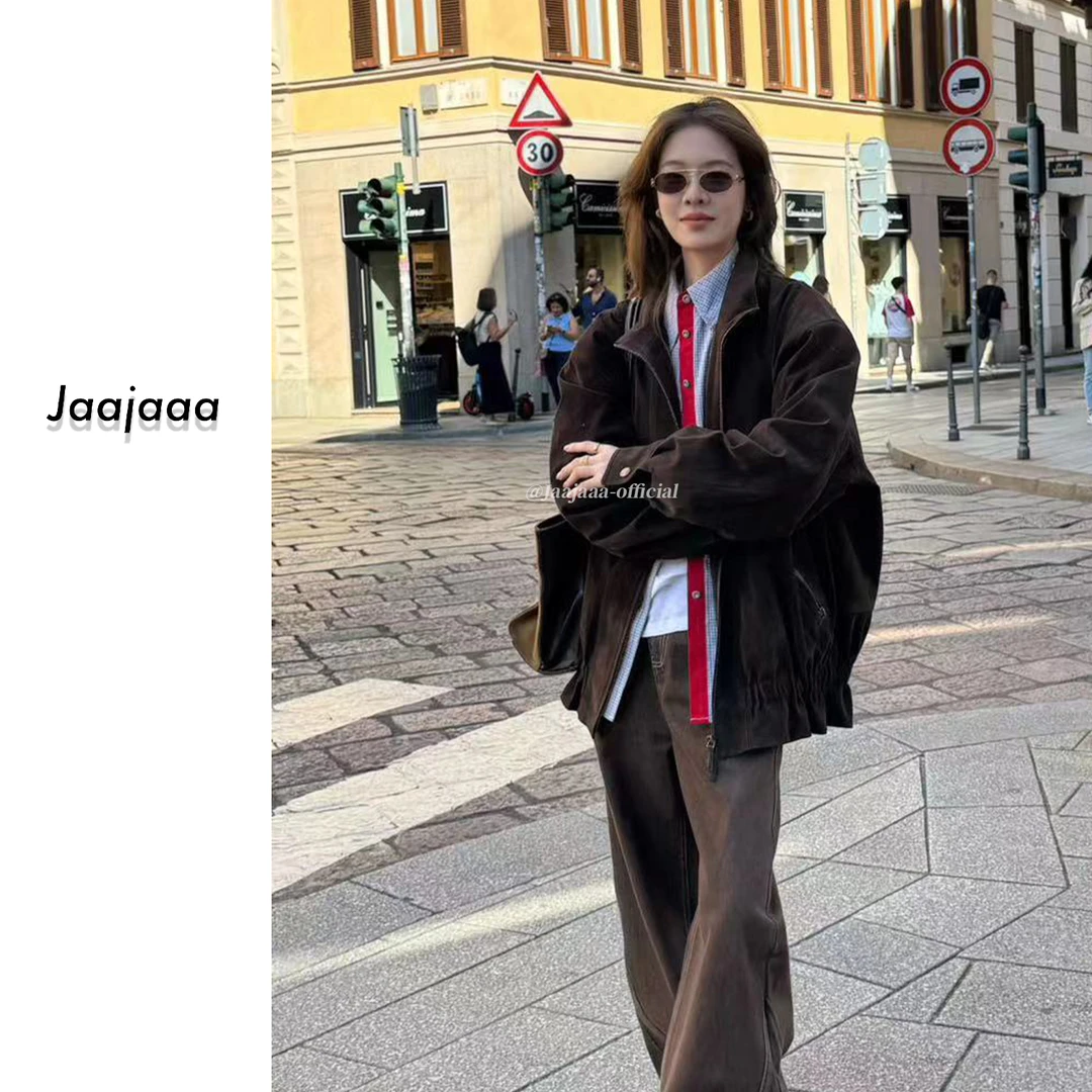 Jaajaaa教父手礼 设计感复古小众时尚百搭休闲宽松夹克外套/FXCF