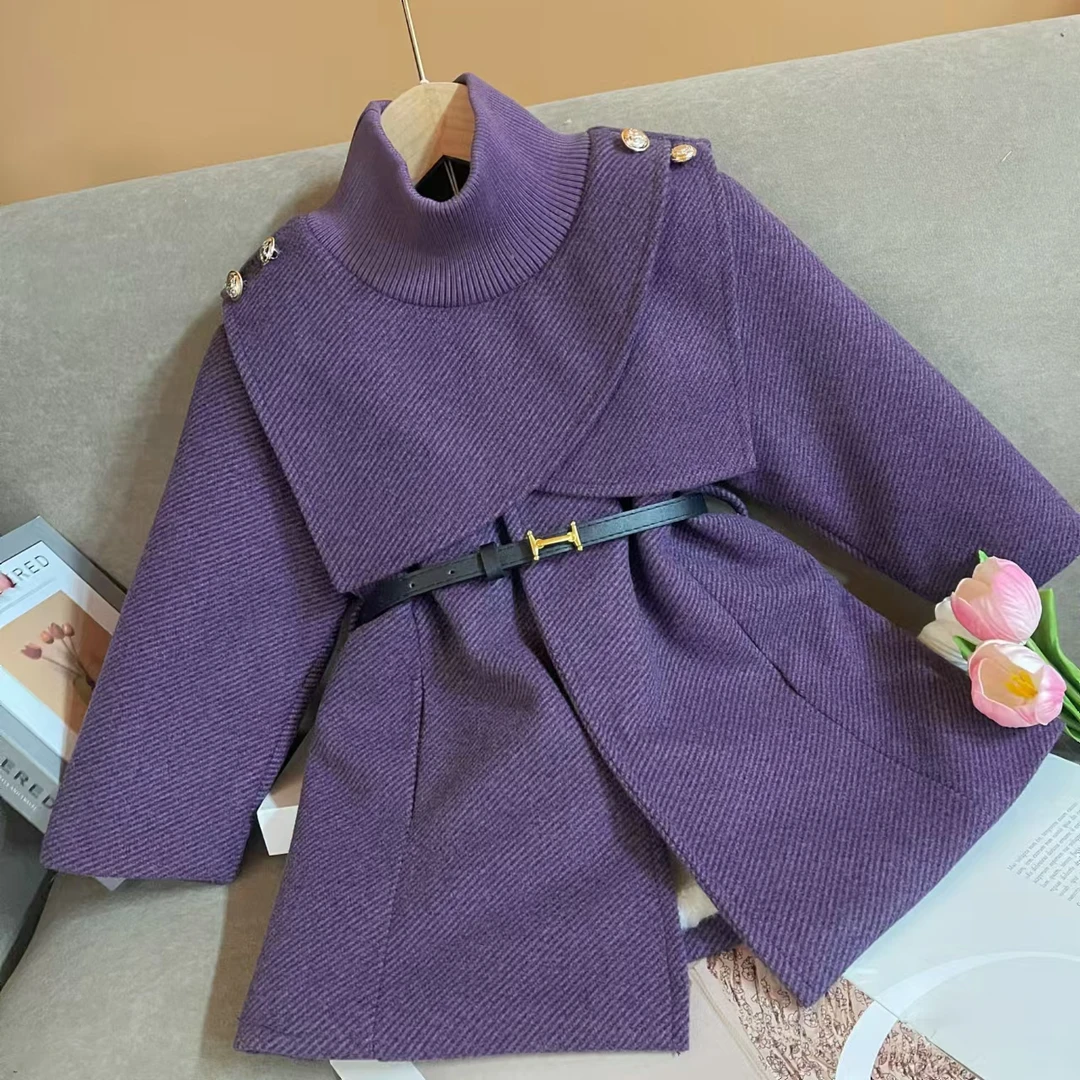 法式温柔复古套装女童2025秋冬新款荷叶边衬衫提花半身裙两件套