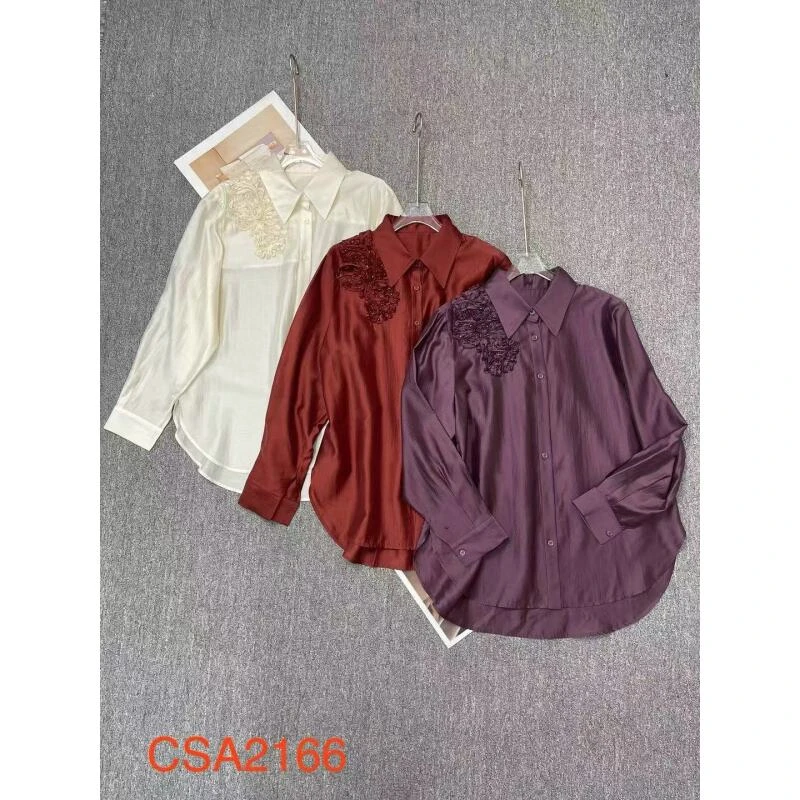 早秋新款钉珠盘花衬衫 csa2166