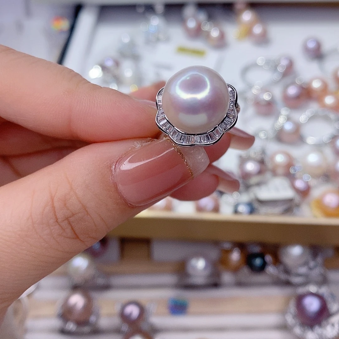 好****淡水珍珠戒指银S925镶嵌