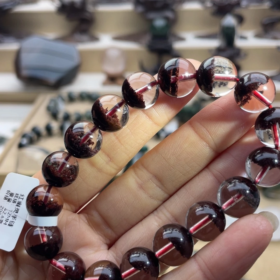 水晶未镶嵌手链红幽灵聚宝盆手串