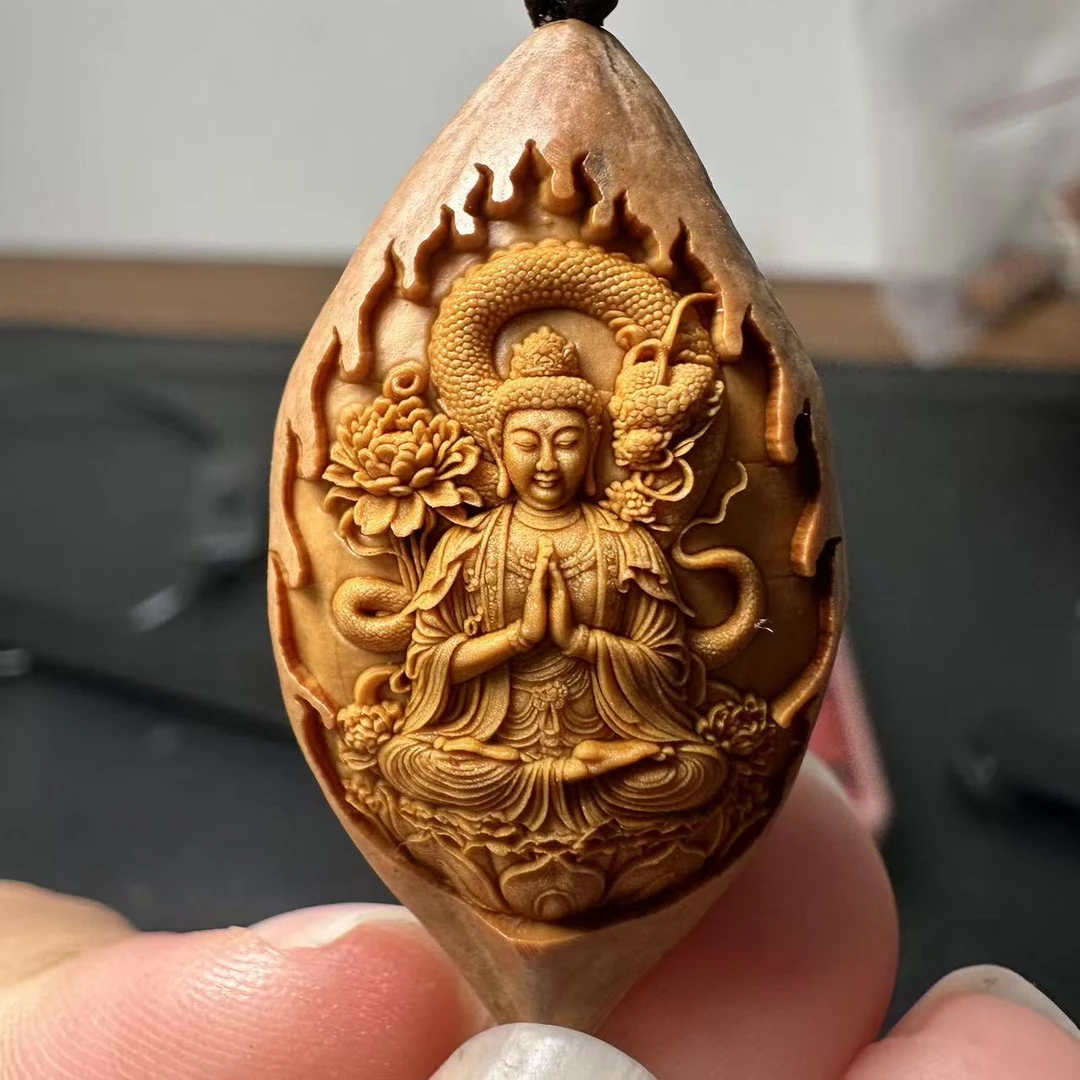橄榄2.0十二生肖本命佛单粒 原皮浮雕橄榄核雕单粒手机吊坠生肖蛇