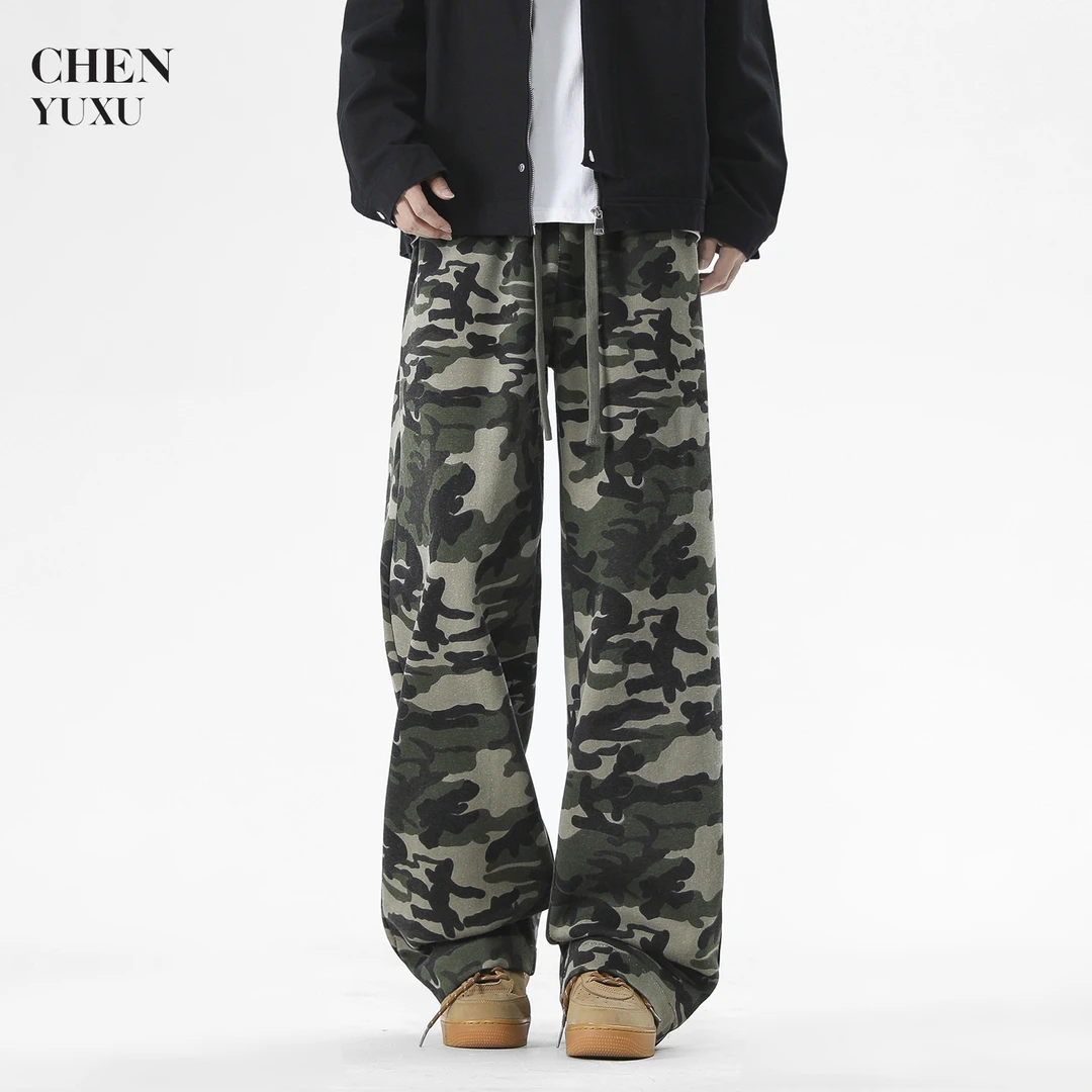 美式复古高街中性迷彩裤秋冬新款vibe高街裤子cleanfit抽绳卫裤