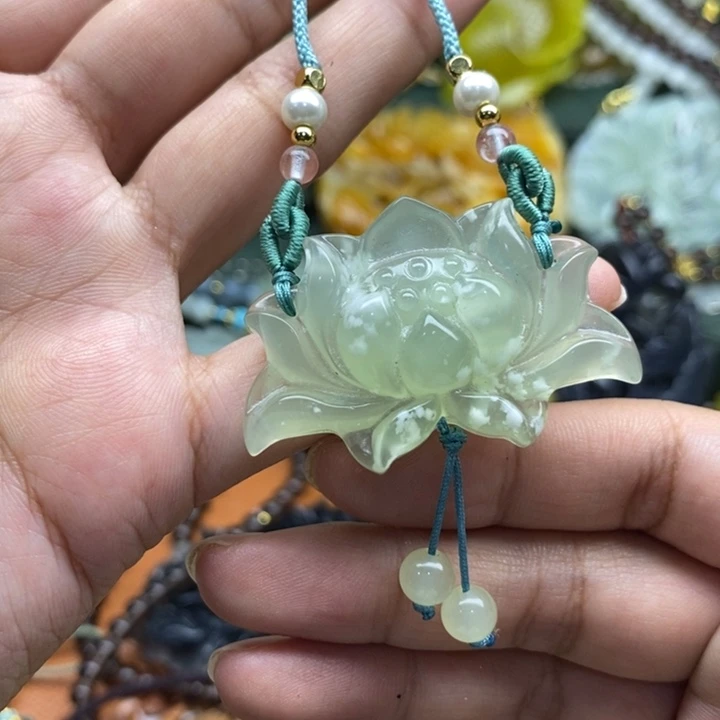 未镶嵌岫玉吊坠毛衣链锁骨链