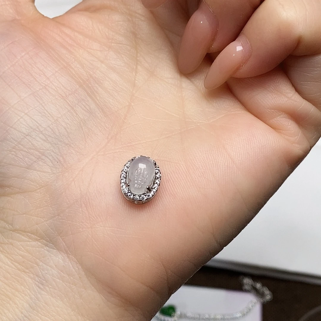 翡翠银S925镶嵌吊坠(不含链)