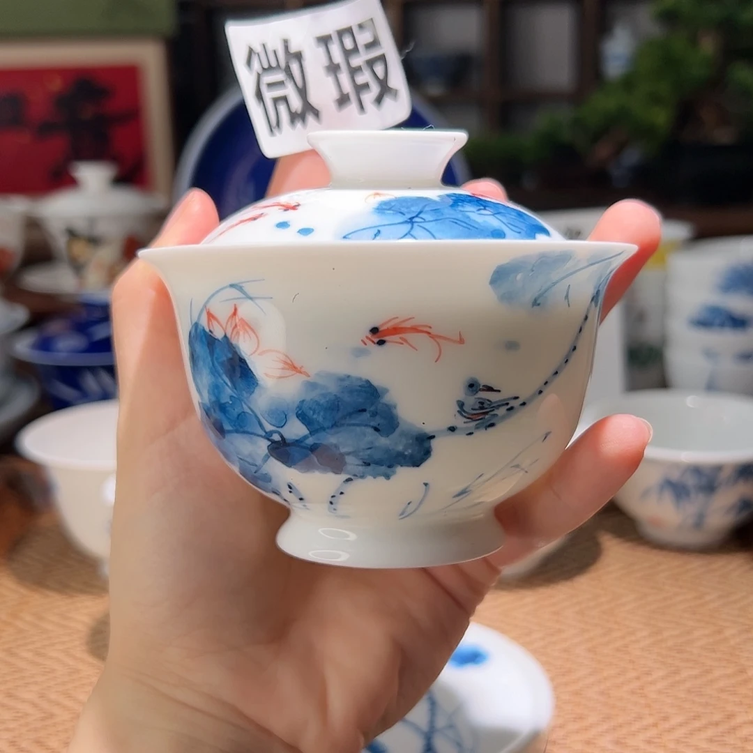 【闪购商品】微瑕 手绘 盖碗