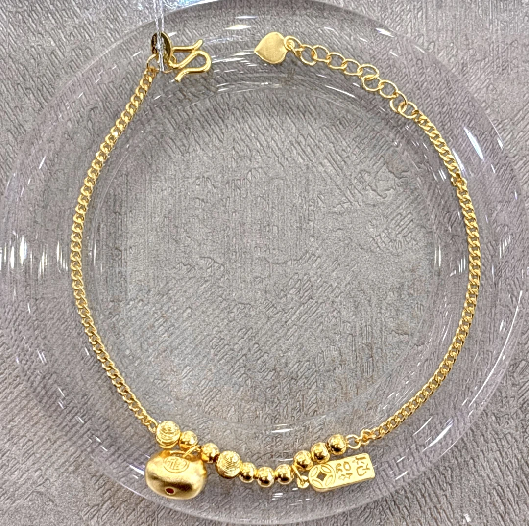 2足金百搭5G招财福袋手链6.53g