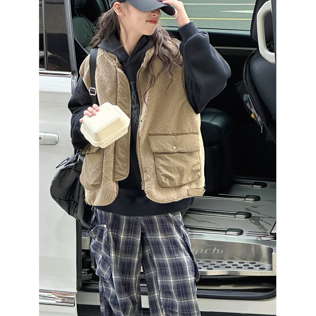 K29983孙小美女童工装马甲2025秋冬新款儿童加厚叠加无袖上衣马夹