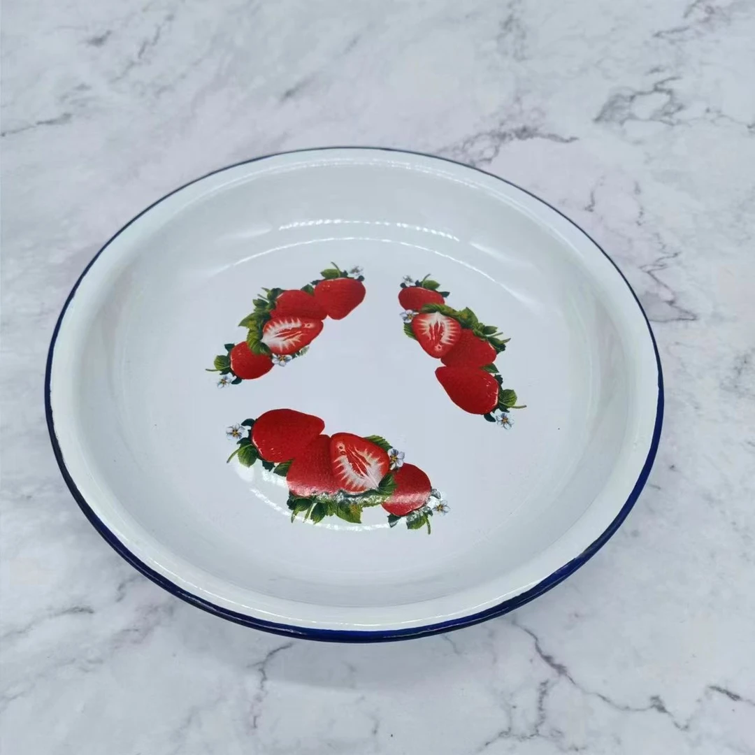 25公分加大加厚老式搪瓷怀旧果盘菜盘1个