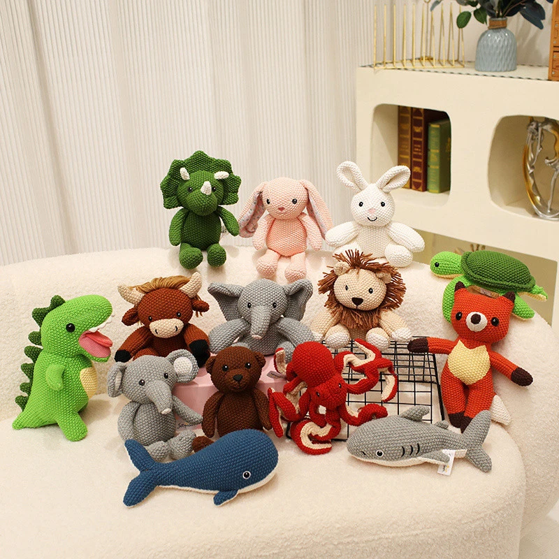 跨境可爱绿色动物小熊狮子大象公仔毛绒玩具鲨鱼乌龟玩偶儿童布偶