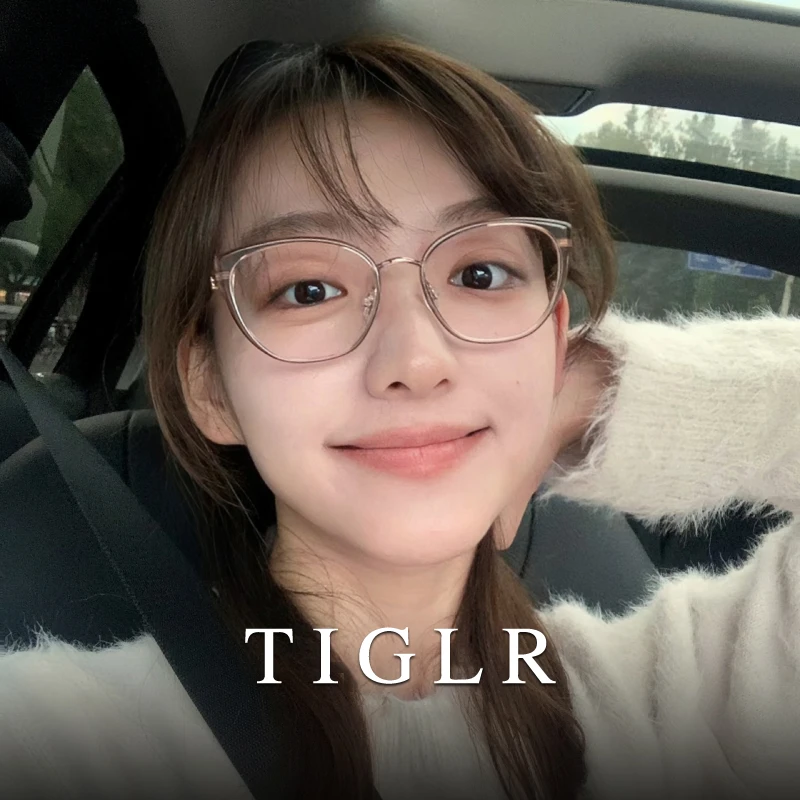 帝格勒韩系复古茶色猫眼眼镜女近视可配度数方圆脸素颜神器眼睛架