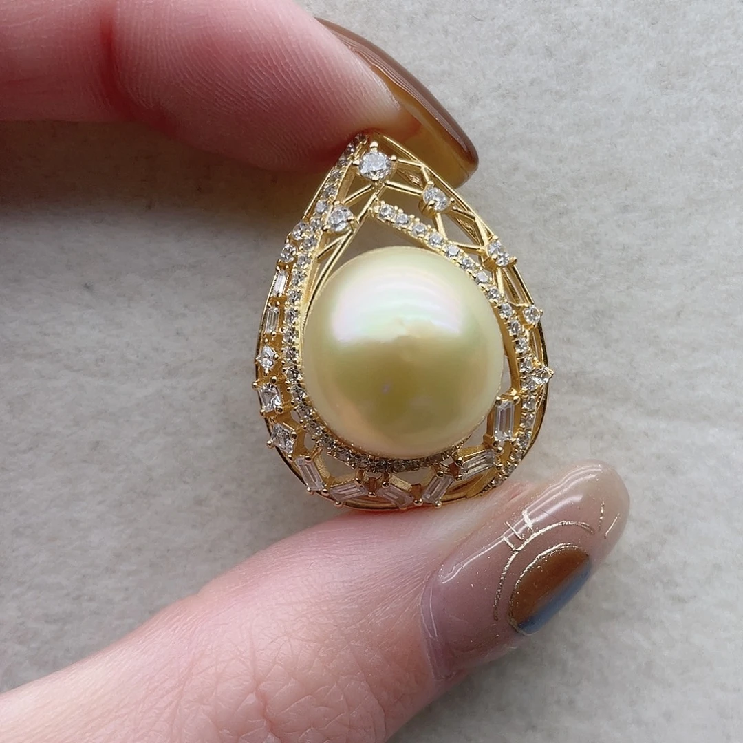 海水珍珠吊坠78银S925镶嵌