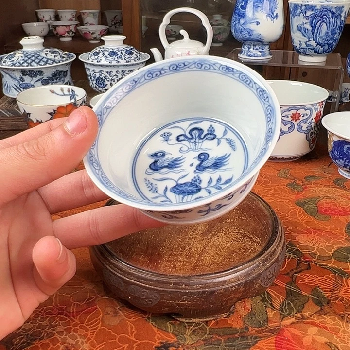 杯子陶元煦窑鸳鸯马蹄杯