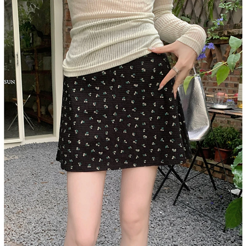 春秋新款韩版碎花A字半身裙女夏季新款印花高腰气质百搭显瘦短裙