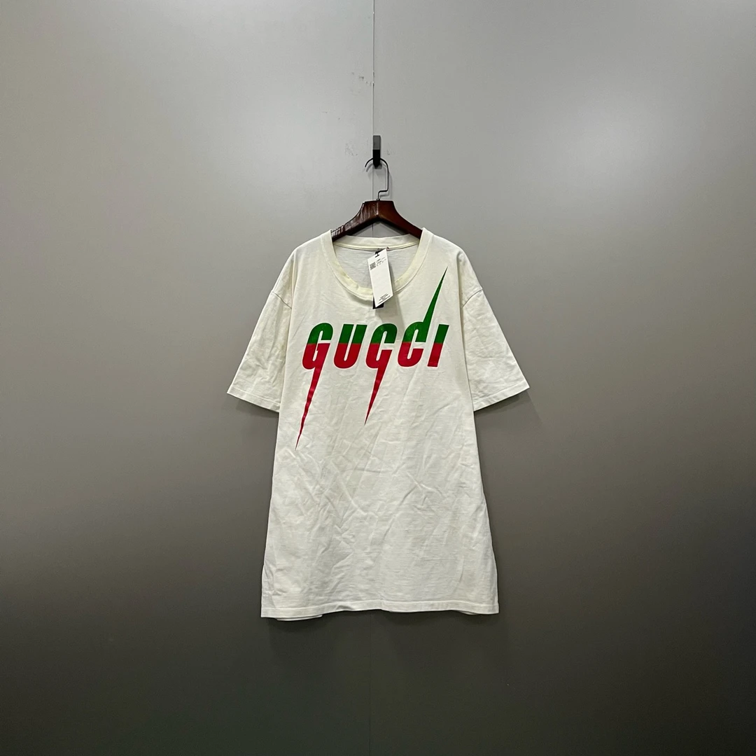 (ll) GUCCI 古驰 白色闪电logo印花短袖 尺码如图9新无领标无洗标