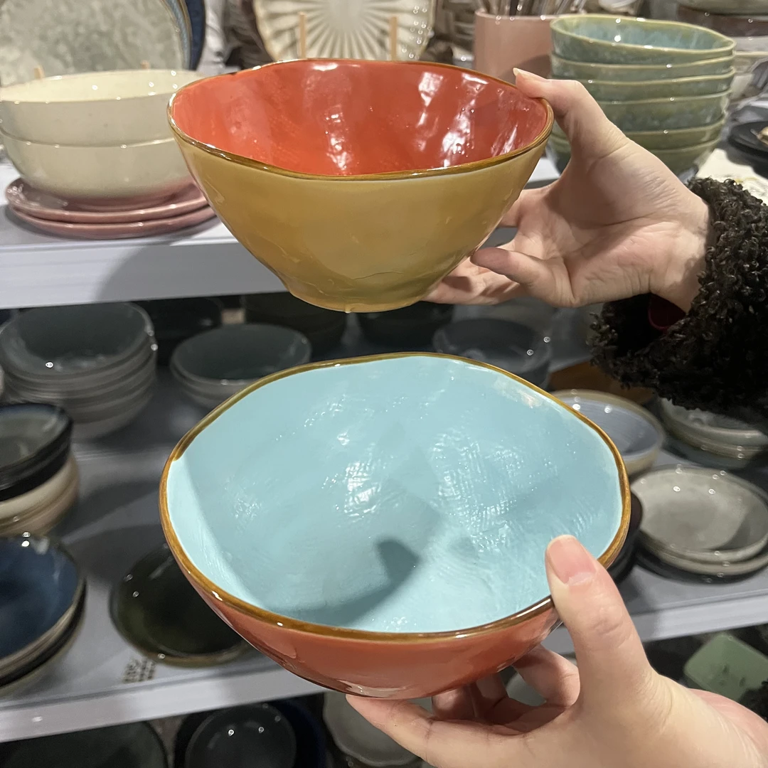 瑕疵 6.9英寸面碗菜碗两支装 混色