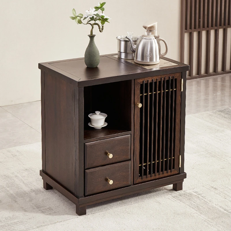 安庭木作乌金木新中式实木茶水柜客厅靠墙茶边柜家用置物柜小茶台