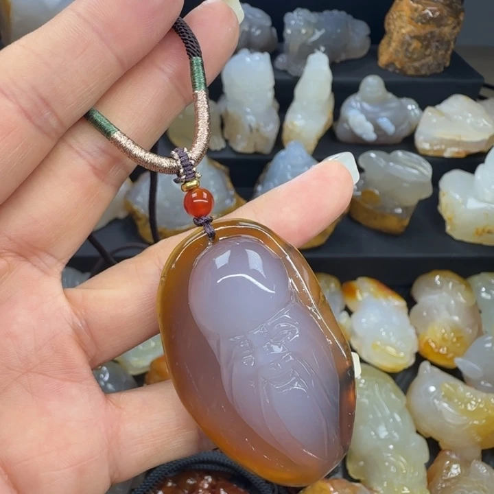玛瑙/玉髓合金原皮吊坠