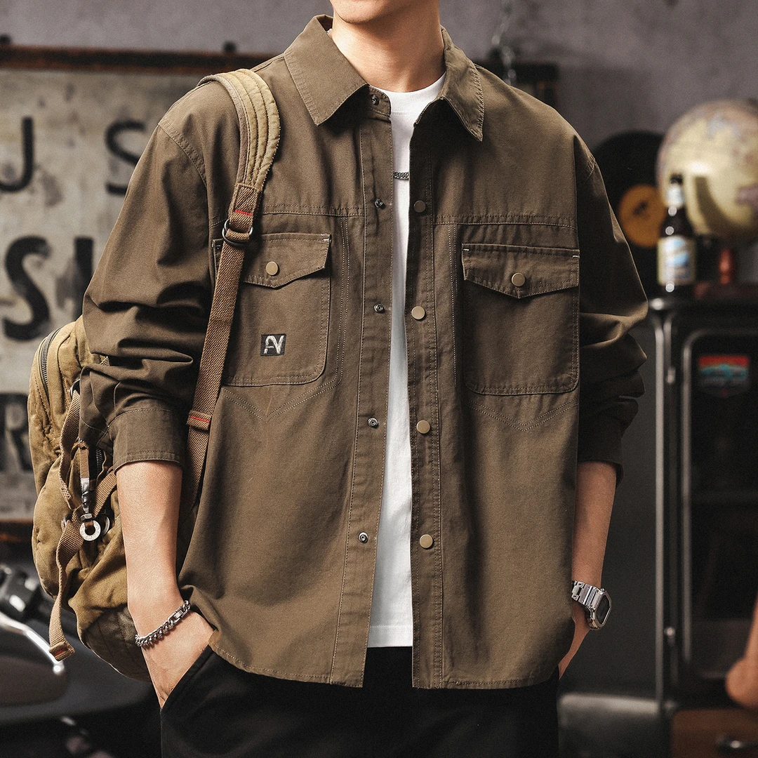 MR.MUDI/穆迪先生高端衬衫男长袖复古高级感外套秋季日系宽松衬衣