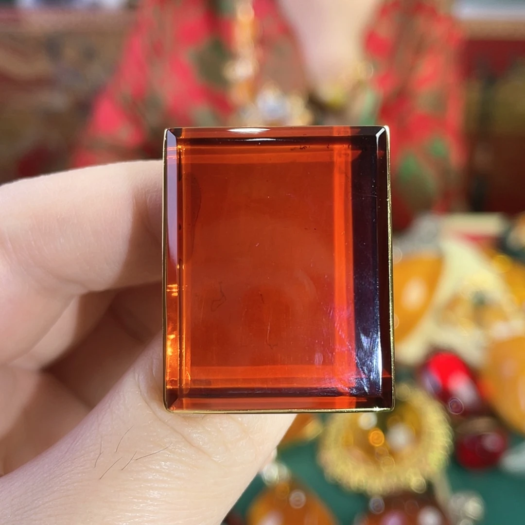 血珀戒指银S925镀金镶嵌