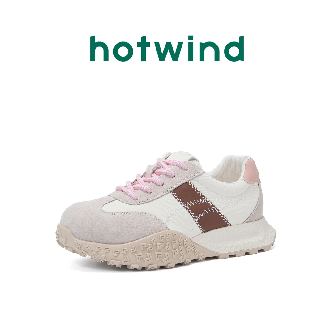 Hotwind/热风百搭厚底潮流休闲鞋2025新款精灵风运动阿甘鞋女