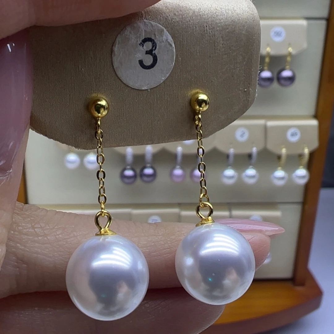 银S925镶嵌淡水珍珠耳饰