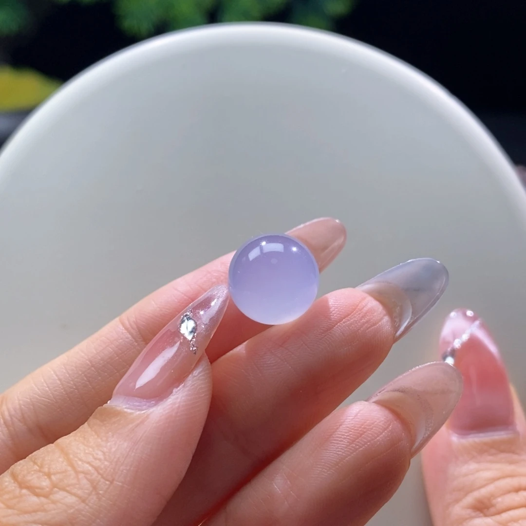 颈饰未镶嵌翡翠翡翠冰淡蓝紫珠13.08mm