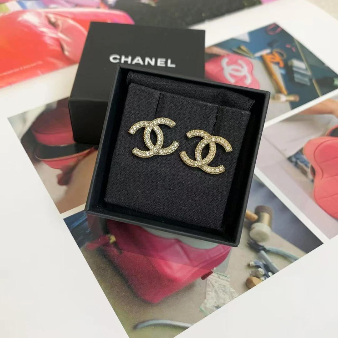 99新 Chanel/香奈儿 壹臻/ 20A经典水钻双c耳钉 86385927