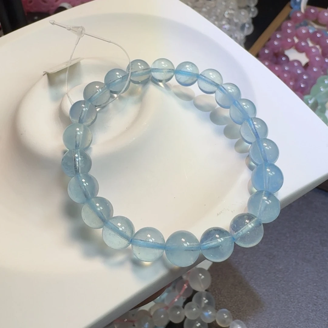 水晶手串未镶嵌卡8.8海蓝宝