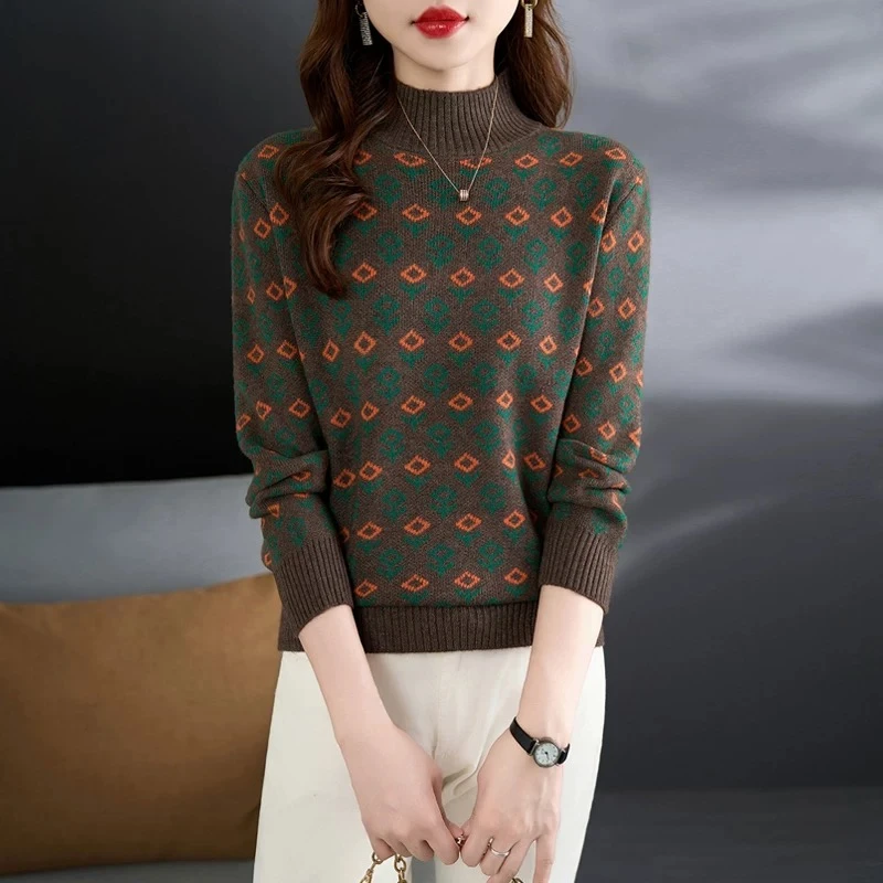 【美拉德小花厚款毛衣】24年冬季大爆品宽松百搭加厚加软女士毛衣