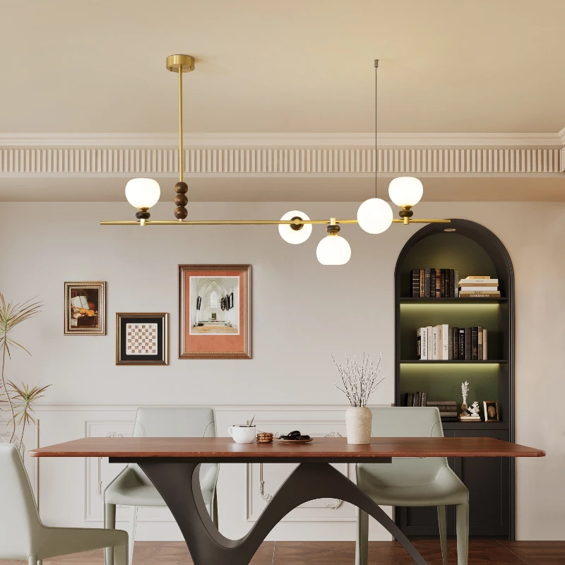 中古风全铜餐吊灯别墅吧台高端茶室灯设计师简约轻奢吊灯长款灯具