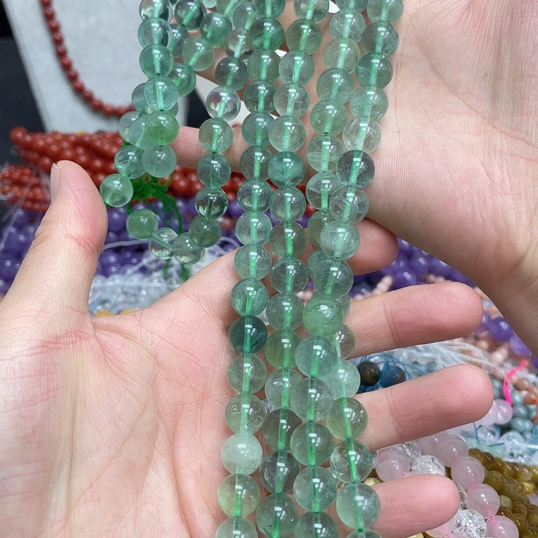 玛瑙/玉髓未镶嵌半成品绿萤石10m散珠