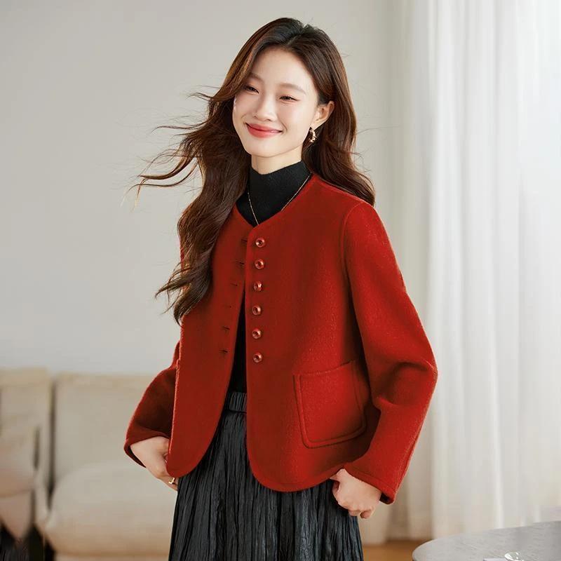 小香风毛呢外套女2024秋冬新款高端百搭小个子气质短款双面呢外套