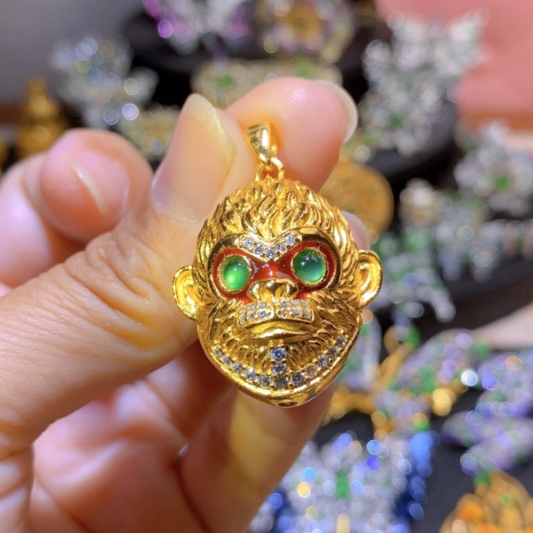 吊坠(不含链)银S925镶嵌翡翠